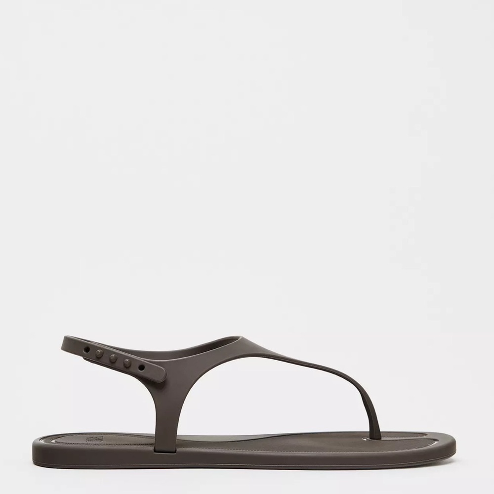 Zara Brown Rubber Slide Sandal